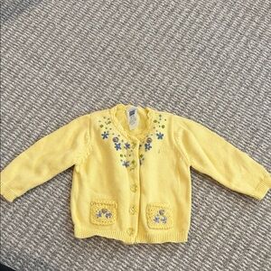 April Cornell Yellow Knit with Floral Accents